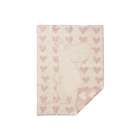 Cradle Blanket Moomin Heart - Organic wool - Pink - 65x90 cm - Klippan