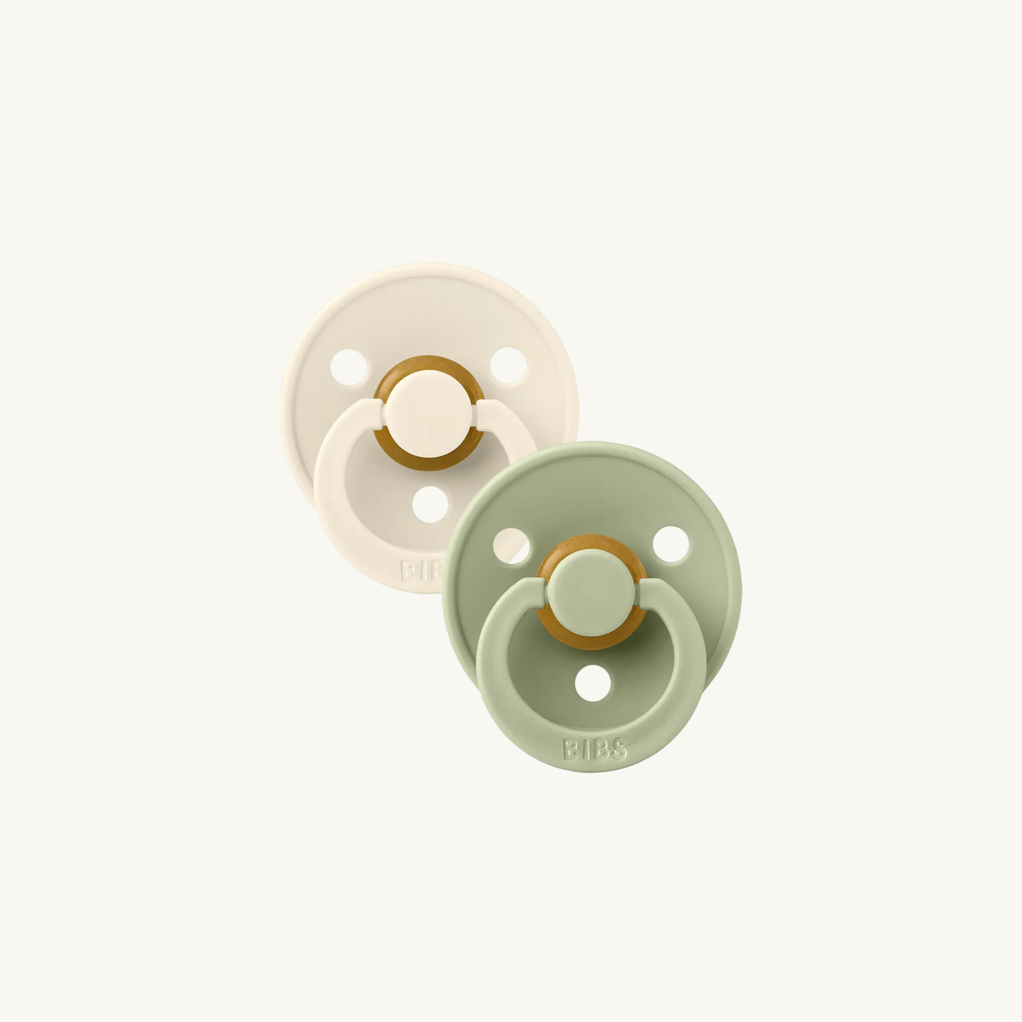 Schnuller 2er-Pack - Ivory/Salbeigrün - Rund - Naturkautschuklatex - BIBS