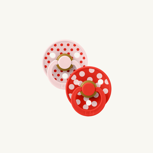 STUDIO Colour Schnuller Doppelpack Polka - Blossom/Candy Apple - Anatomisch - Naturkautschuklatex - BIBS