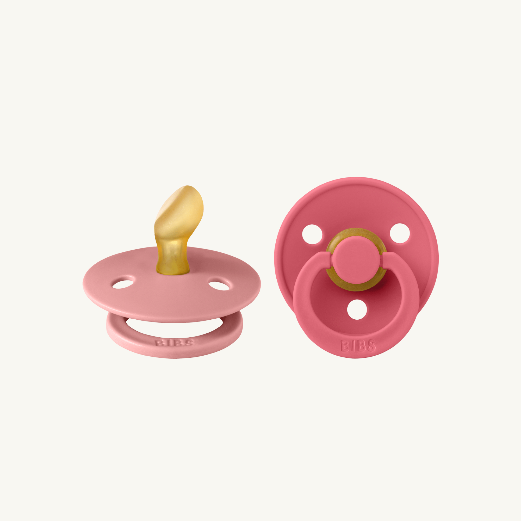 Colour fopspenen 2-pack - Dusty Pink/Coral - Anatomisch - Natuurlijk rubberlatex - BIBS - productfoto