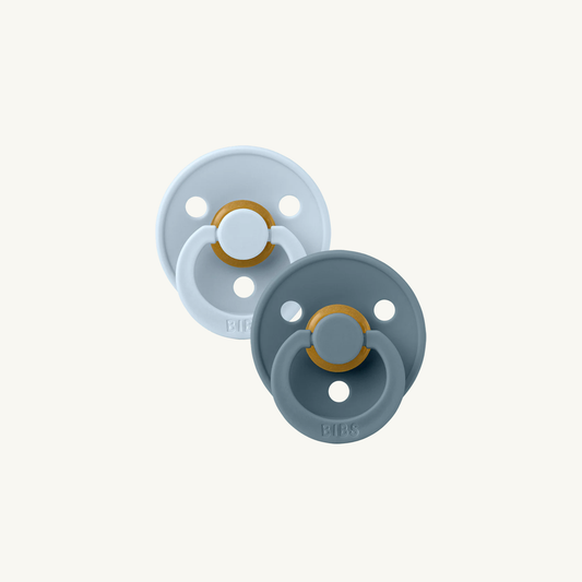 Colour Schnuller 2er-Pack - Babyblau/Petrol - Anatomisch - Naturkautschuklatex - BIBS