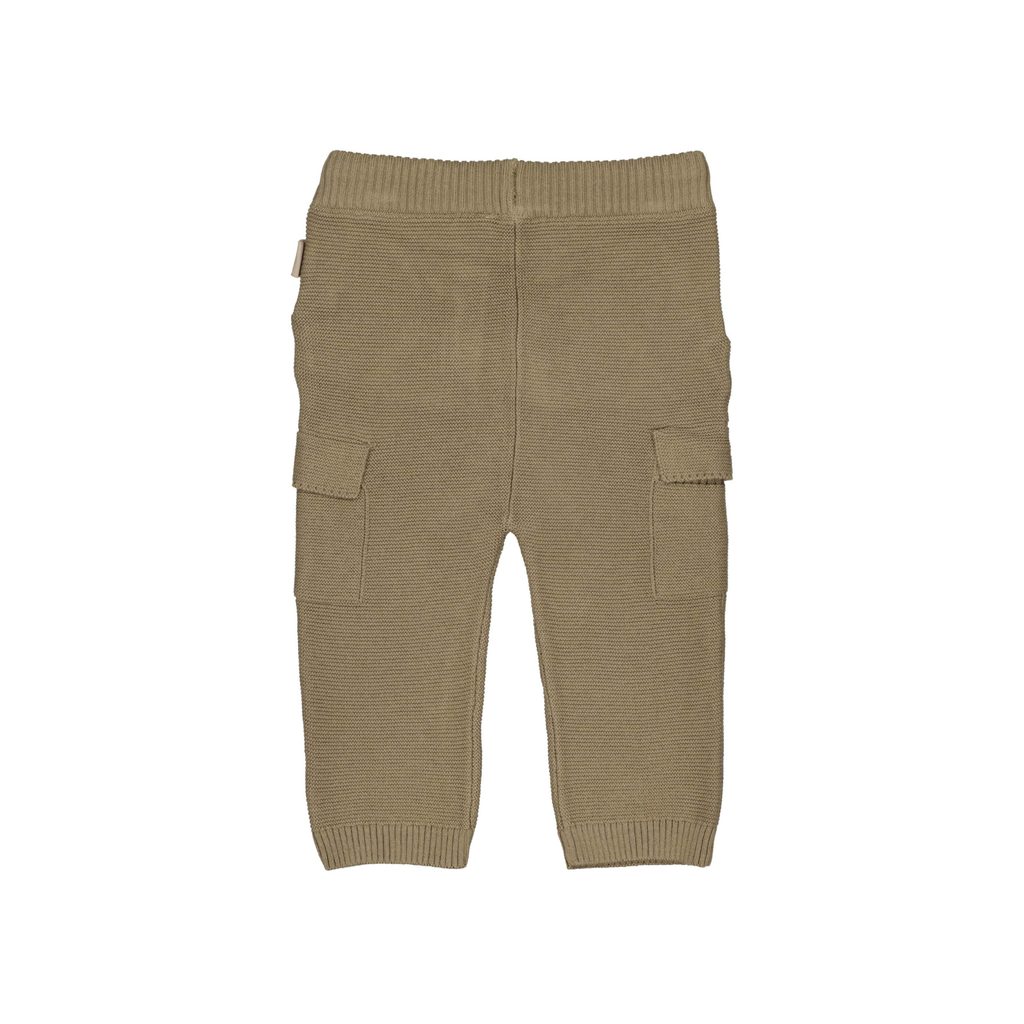 Gebreid cargo broekje Nolan - Light Brown - 100% katoen - LEVV Labels - achterkant