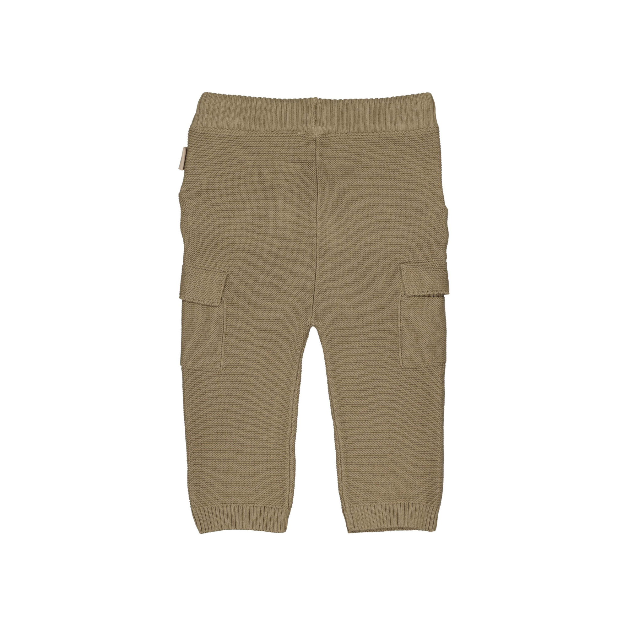 Gebreid cargo broekje Nolan - Light Brown - 100% katoen - LEVV Labels - achterkant