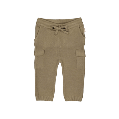 Gebreid cargo broekje Nolan - Light Brown - 100% katoen - LEVV Labels -voorkant