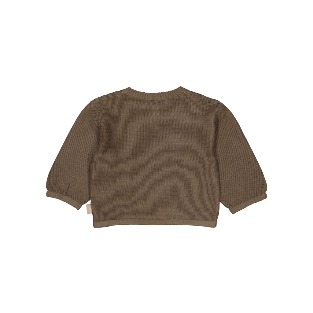 Gebreid baby truitje Nelle - Light Brown - 100% katoen - LEVV Labels - achterkant