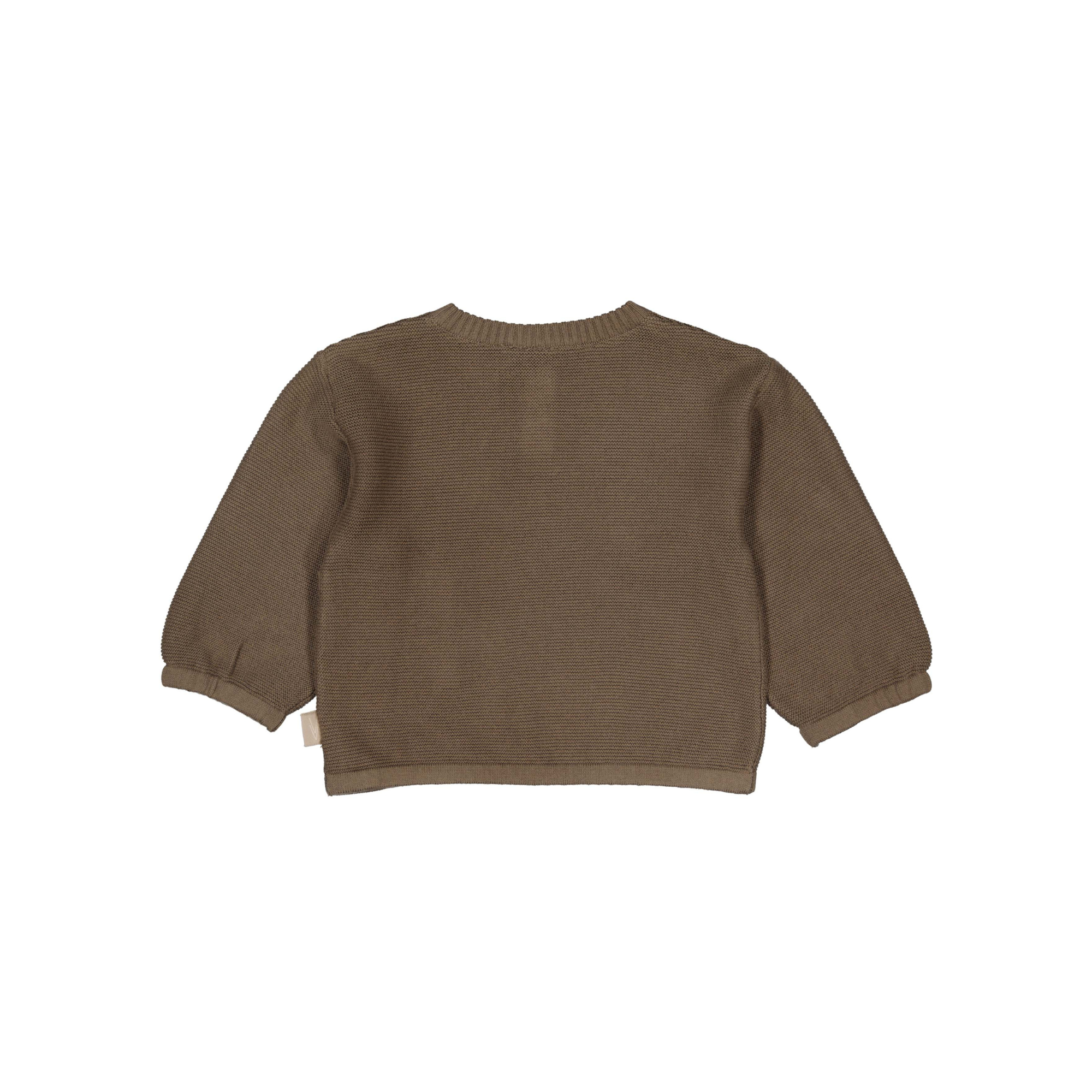 Gebreid baby truitje Nelle - Light Brown - 100% katoen - LEVV Labels - achterkant