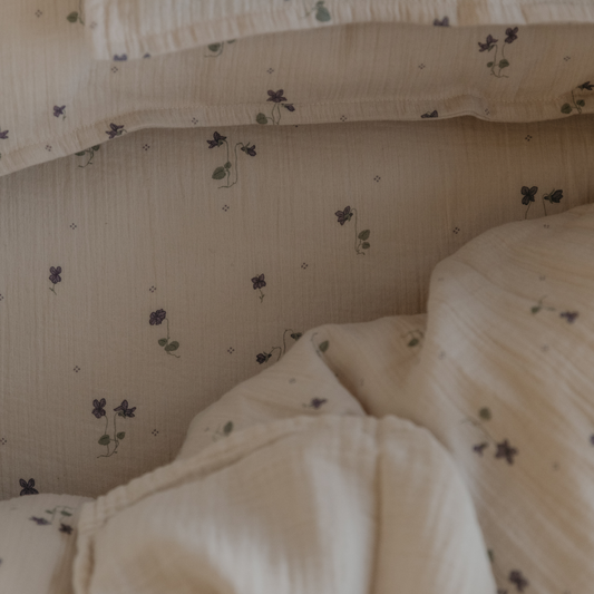 Hoeslaken - Muslin Fitted Sheet Junior - 70x140 - Biologisch katoen mousseline - Viola - Garbo & Friends