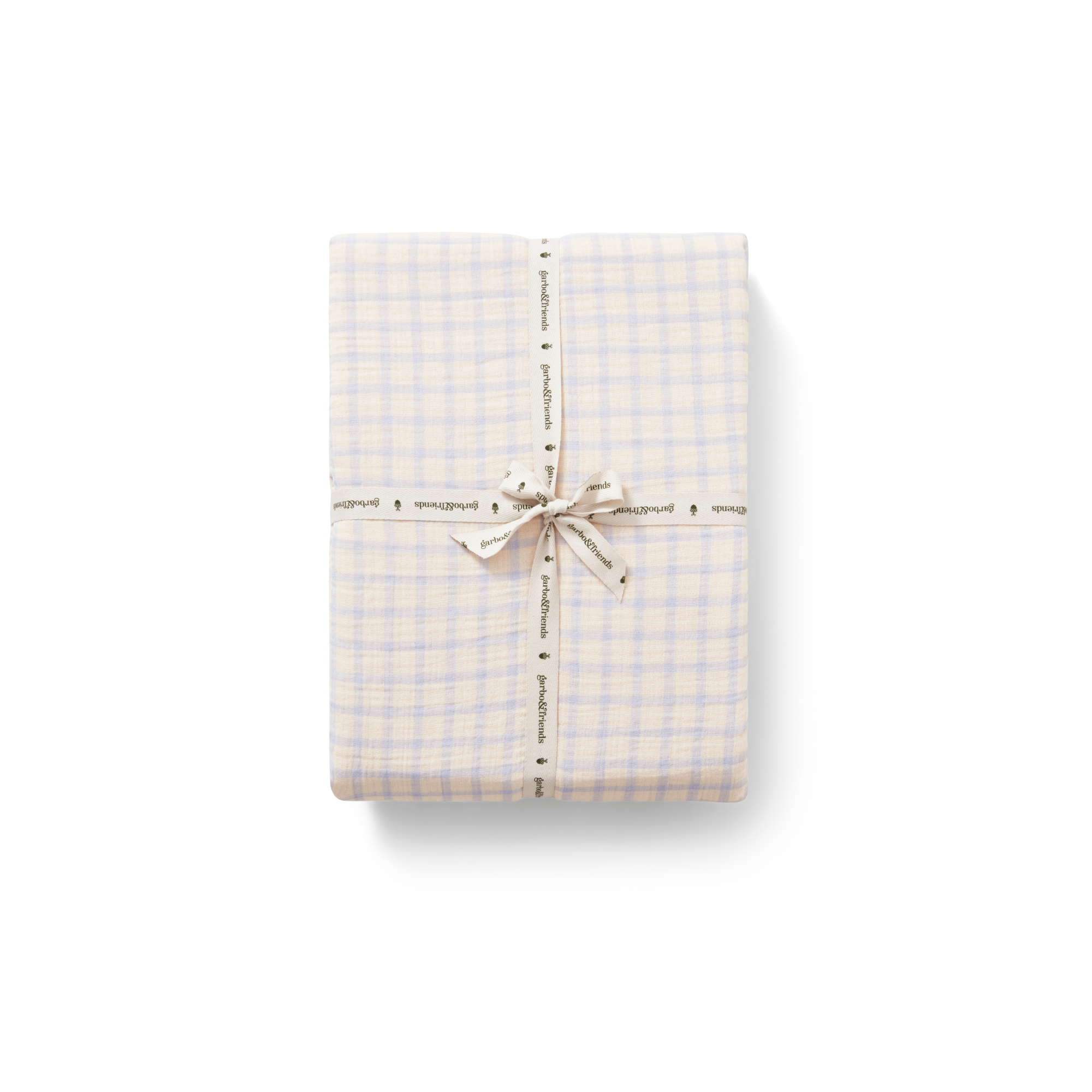 Hoeslaken - Muslin Fitted Sheet Junior - 70x140 - Biologisch katoen mousseline - Gingham Sky Blue - Garbo & Friends - Garbo&Friends - productfoto