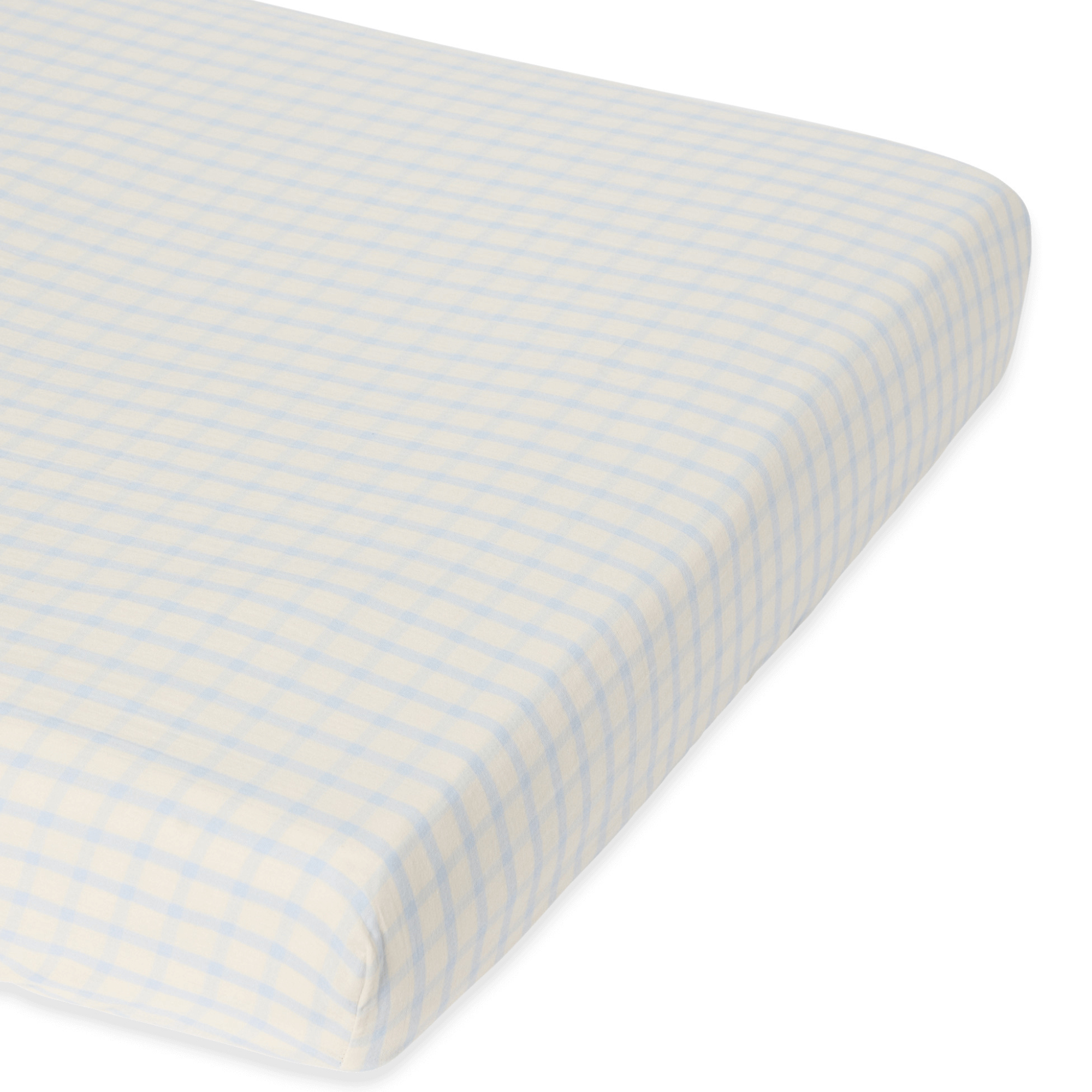 Hoeslaken - Muslin Fitted Sheet Junior - 70x140 - Biologisch katoen mousseline - Gingham Sky Blue - Garbo & Friends - Garbo&Friends - afbeelding 2