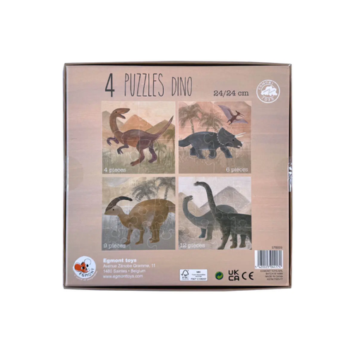 4 Puzzels Dino - FSC karton - Egmont Toys - verpakking - afbeelding 2