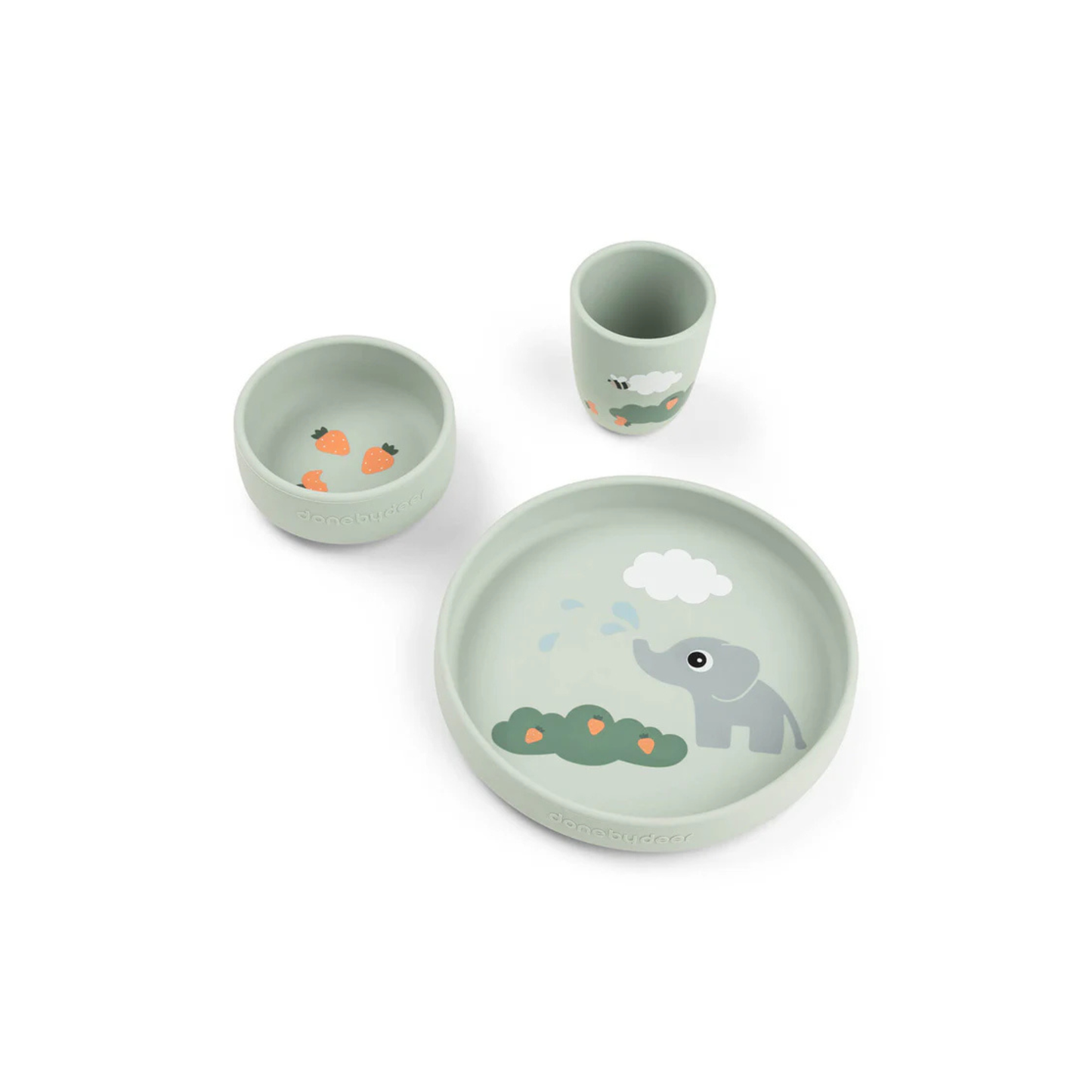 Zuignap borden set - Stick&Stay Dinner Set - Elphee - Green - Done by Deer