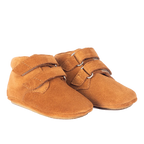 Angulus - Zachte en flexibele leren prewalkerschoen Baby schoentje - Cognac - Suede - 100% Chroomvrij leer - vooraanzicht