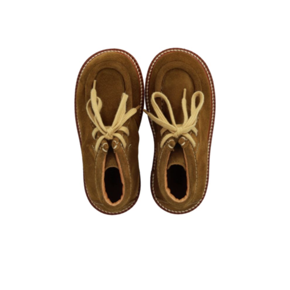 Bootschoentjes veter - Leer - Mustard - Angulus bovenkant