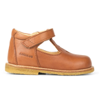 Angulus - Klassieke Mary Janes schoentjes met gestanst hartmotief - Cognac - 100% Chroomvrij Leer- Zijaanzicht