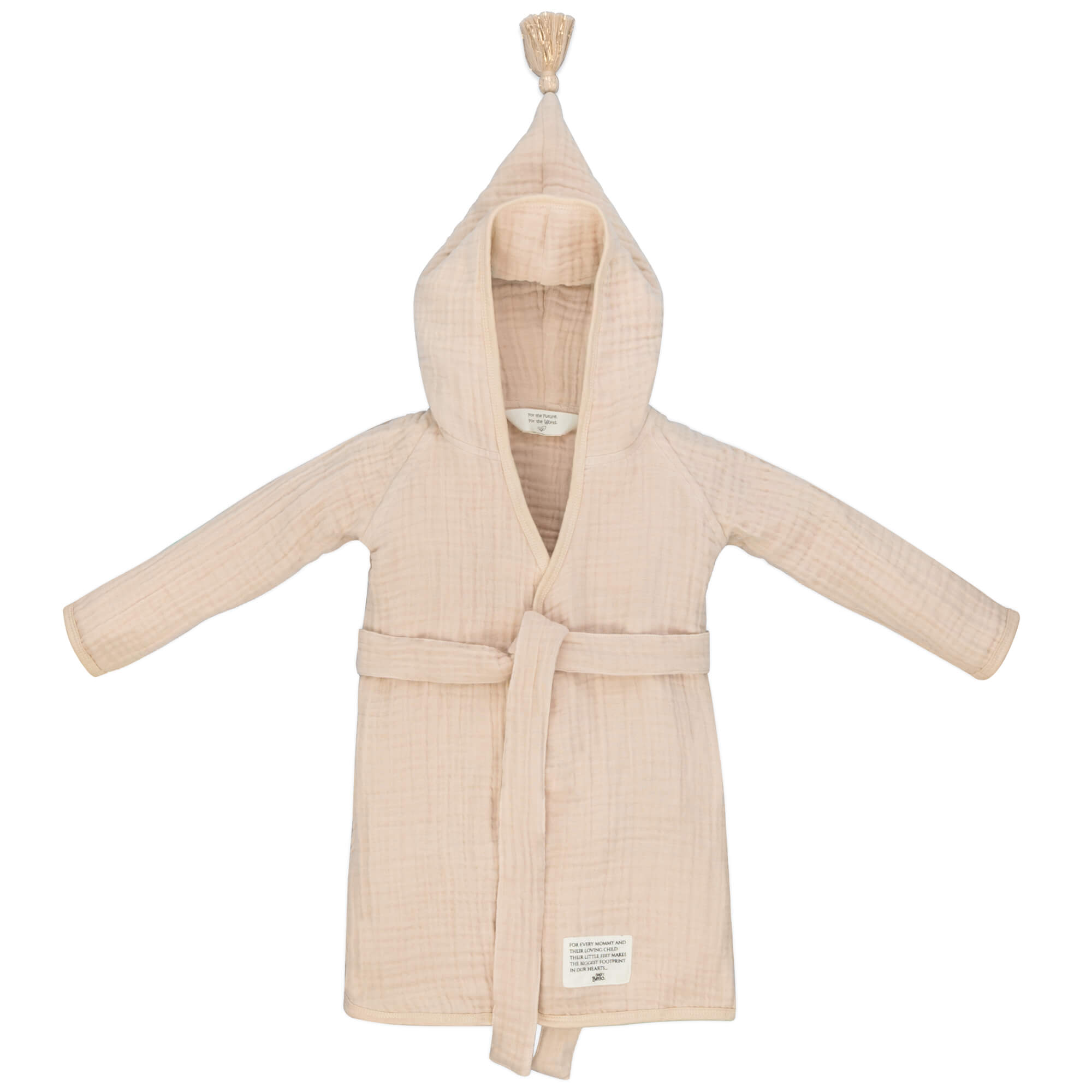 Baby Bello - Baby Badjas - Toasted Almond - 100% Biologisch mousseline katoen - voorkant