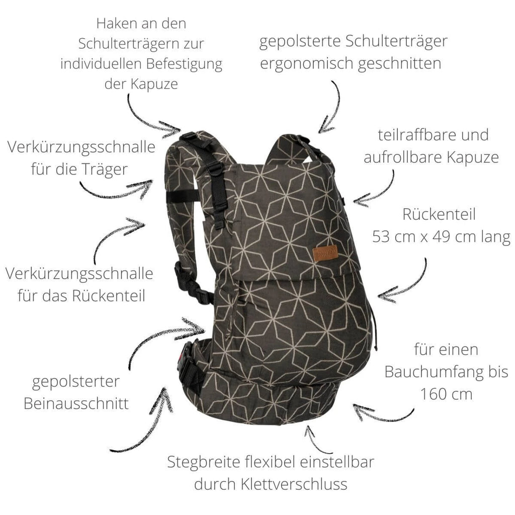 Buckle Toddler Djerba – Ergonomische peuterdraagzak – 100% katoen – voor 9–25 kg – Hoppediz
