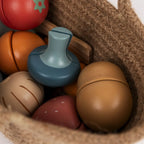 Houten Fruit- en Groenteset – 8-delige speelset met jute mandje – Egmont Toys