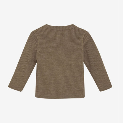 Gebreid vestje - Merino wol - Cocoa Creme/bruin - CeLaVi achter