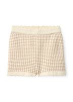 Kort gebreid broekje - Jacquard Beige Check - Katoen - Copenhagen Colors voor