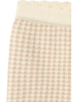 Kort gebreid broekje - Jacquard Beige Check - Katoen - Copenhagen Colors close up