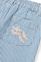 Gestreepte twill broek - Wide leg & geborduurd detail - Spijkerbrok - Copenhagen Colors close up