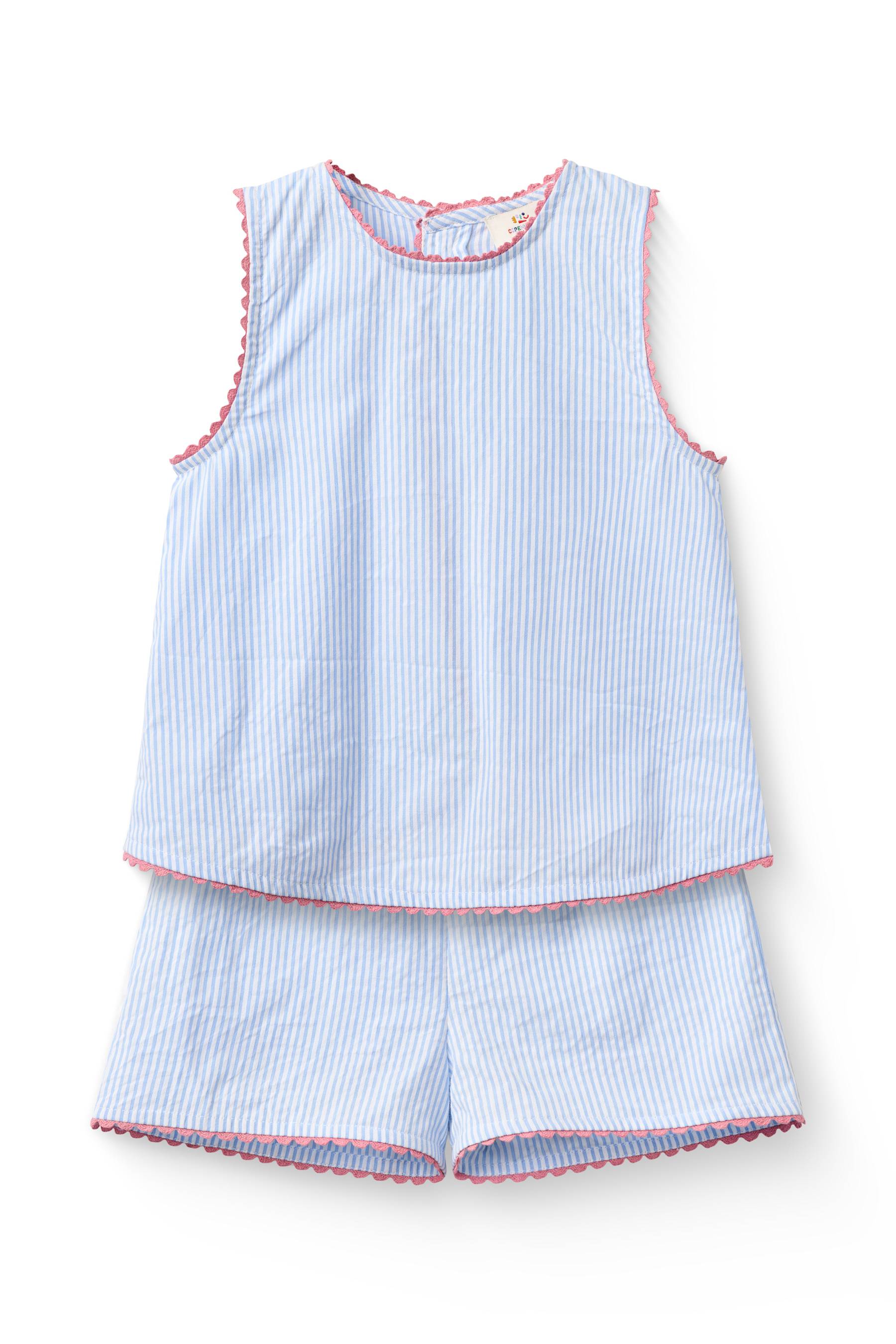 Top met broekje set - Biologisch katoen - Sky blue/gestreept - Copenhagen Colors voor