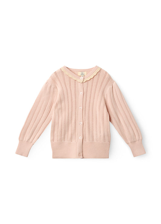 Gebreid vestje - Pointelle - Biologisch katoen - Dusty Rose/roze - Copenhagen Colors voor