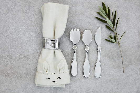 Elodie - Baby bestekset -mes, vork en lepel Silver - 100% roestvrij staal - lifestyle
