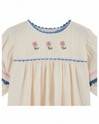 Top korte mouw - Blouse Brodee - Biologisch katoen - Creme - Emile et Ida close up