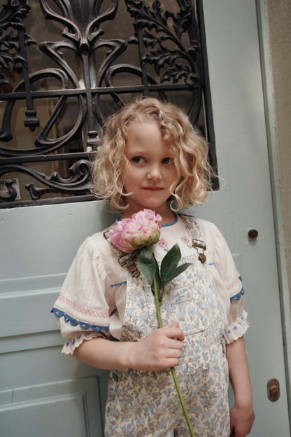 Top korte mouw - Blouse Brodee - Biologisch katoen - Creme - Emile et Ida kind