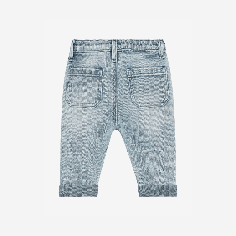 Baby spijkerbroekje - Katoenmix - Baby jeans - Light Blue Denim - EN FANT achterkant