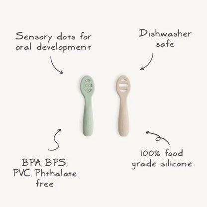 Mushie - Eerste Baby Lepel Set - Food-grade siliconen