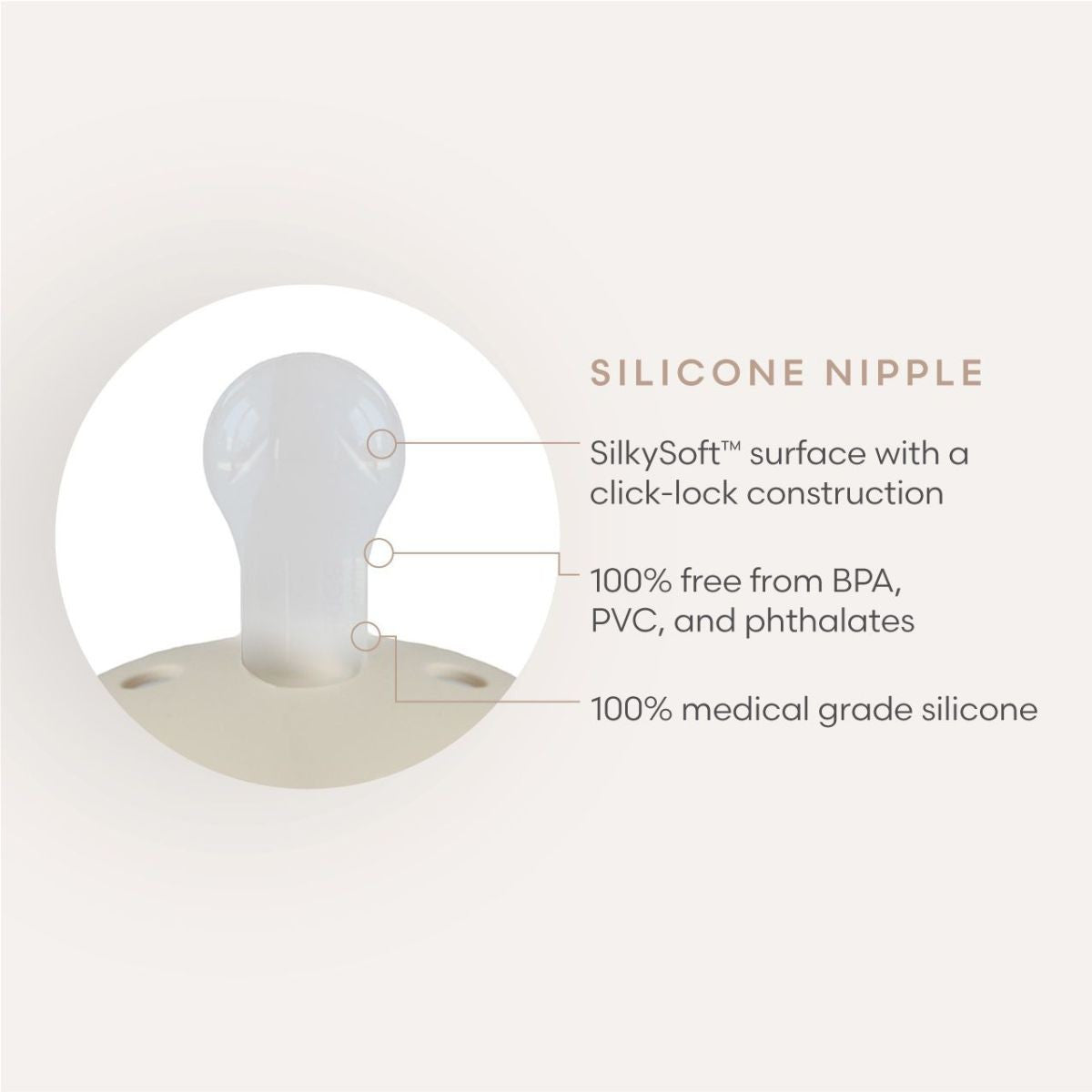 FRIGG siliconen speen - Rope - Portobello - 100% medisch siliconen speen - productfoto - afbeelding 2