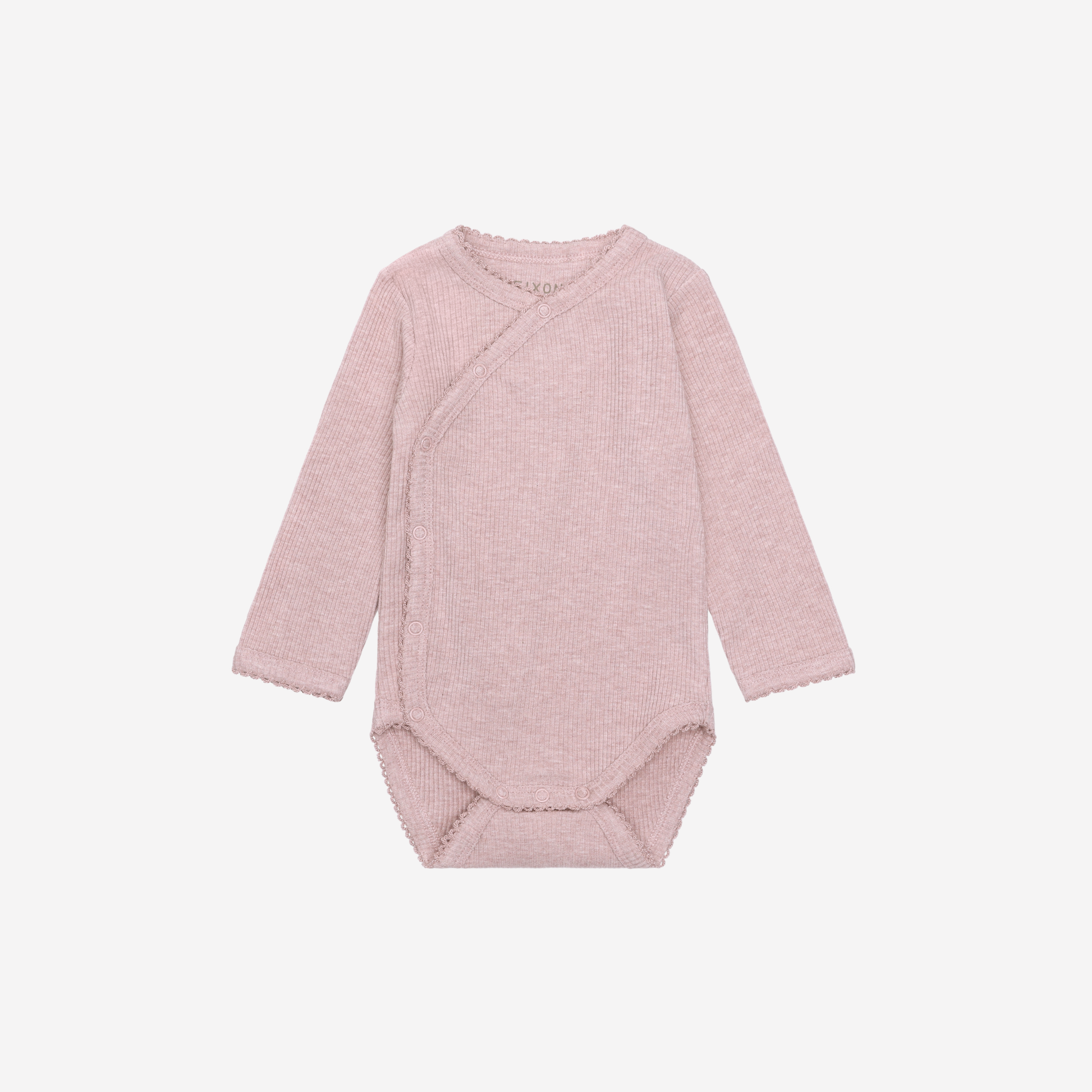Overslag romper lange mouw - Modal/Katoen - Pale Mauve Melange - Fixoni voorkant