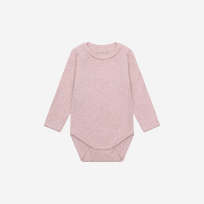 Romper lange mouw - Modal/Katoen - Pale Mauve Melange - Fixoni voorkant
