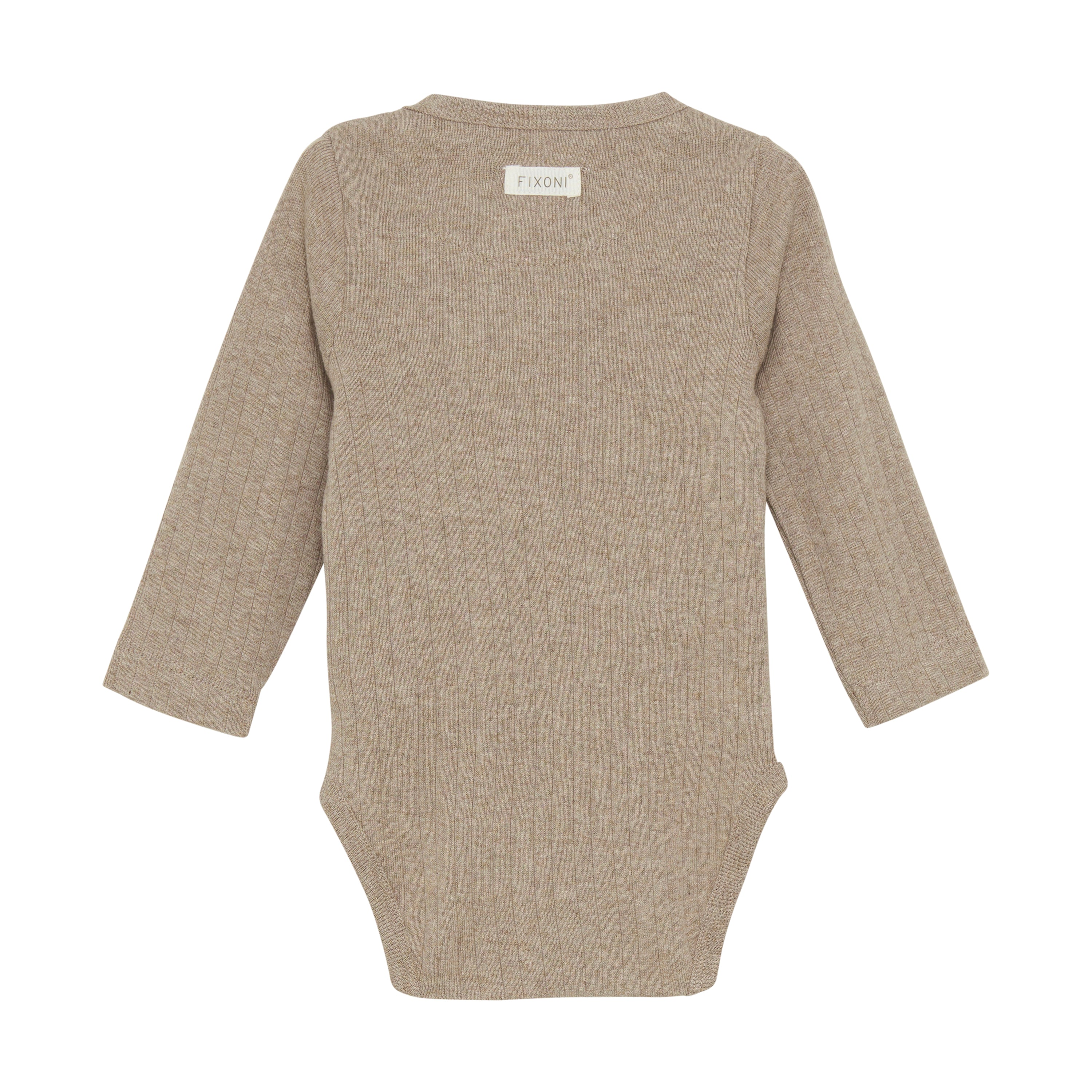 Fixoni - Body LS Melange - Mocha Meringue Melange - Romper - 100% katoen achterkant