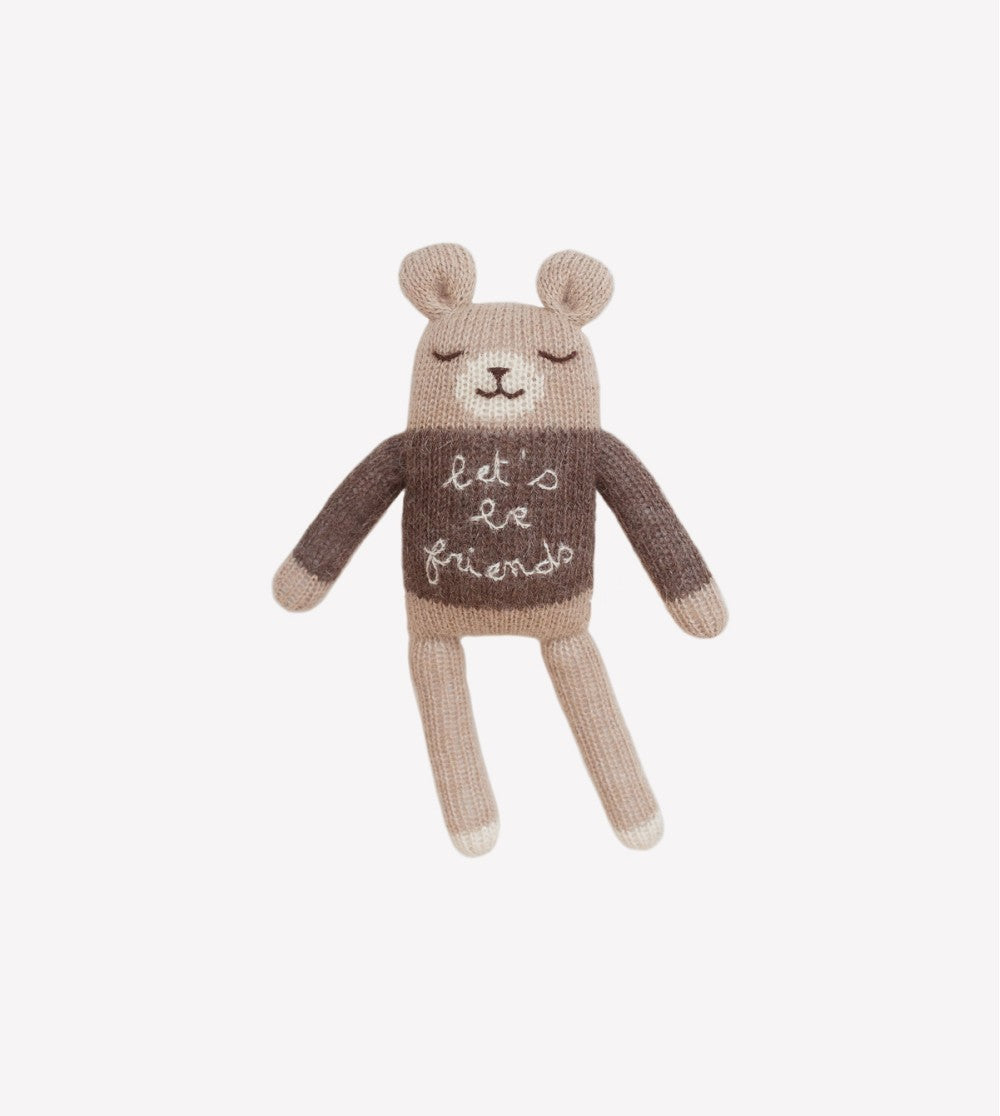 Gebreid knuffel beertje - 'Lets be friends' teddy - Alpaca wol - Main Sauvage x Organic Zoo