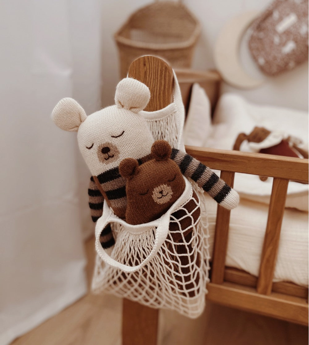 Grote beer knuffel - Large Teddy - Ecru overall - Alpaca wol - Main Sauvage