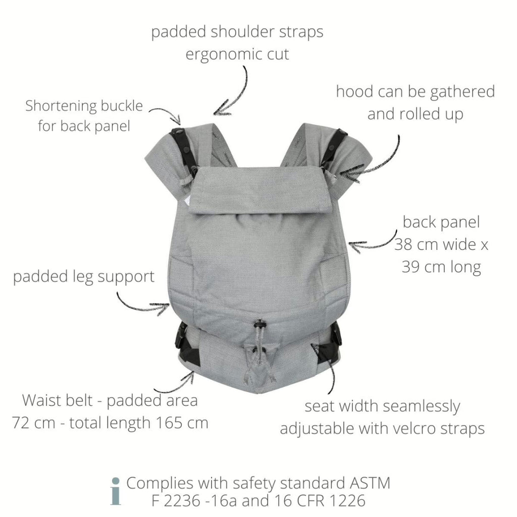 Primeo Grenada – Natural Linen – Porte-bébé ergonomique – Coton et lin – De 2,5 à 15 kg – Hoppediz