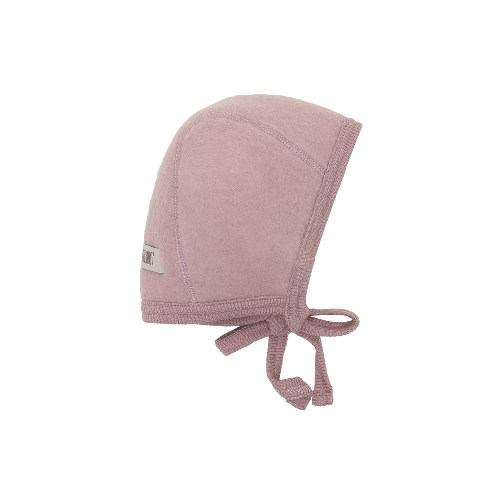 Strikmutsje/Bonnet - Merino wol fleece - HUTTEliHUT woodrose 