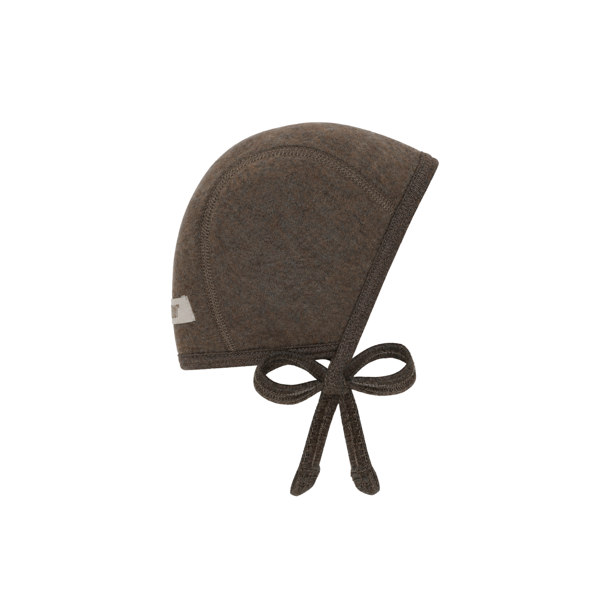 Strikmutsje/Bonnet - Merino wol fleece - HUTTEliHUT brown melange