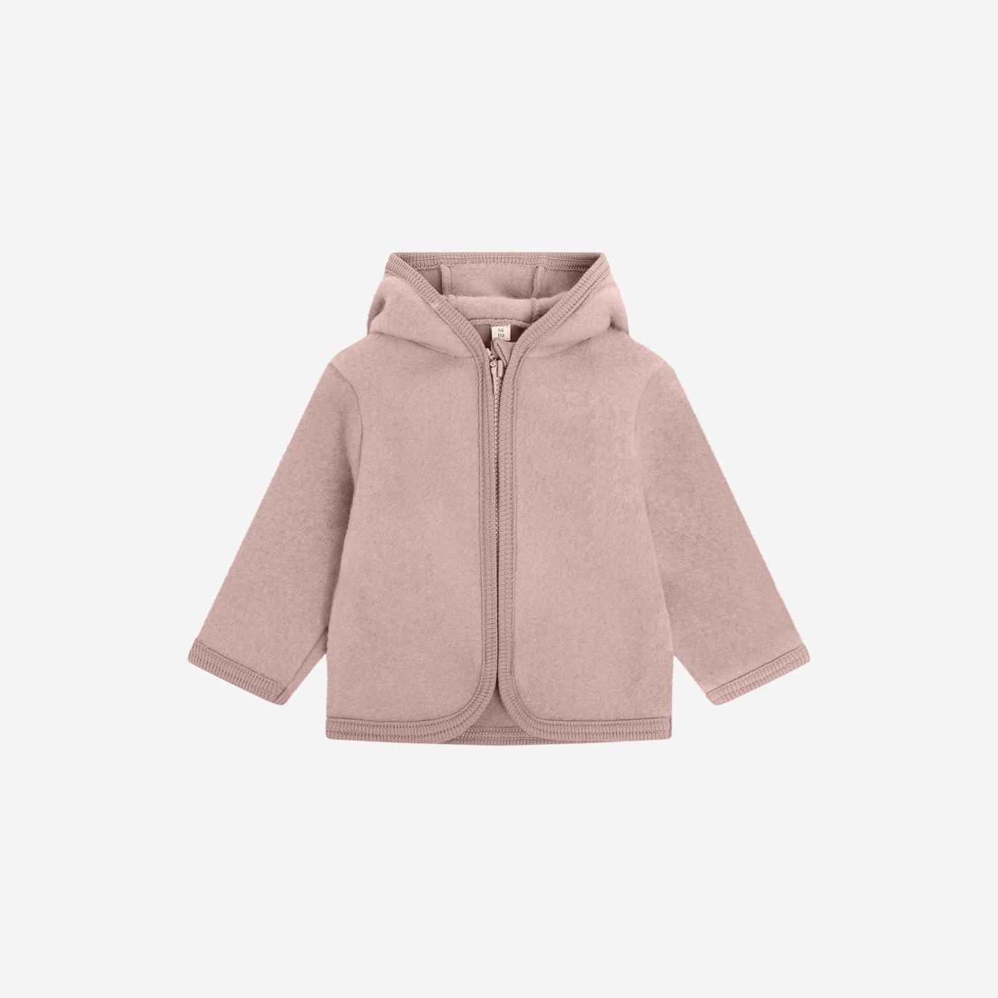 Jasje met capuchon -  Merino wol fleece - 100% wol - HUTTEliHUT voorkant woodrose