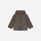 Jasje met capuchon -  Merino wol fleece - 100% wol - HUTTEliHUT brown voorkant