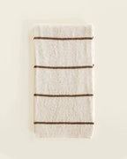 Scarf Igor - gestreepte sjaal van 100% extra fine Italiaanse merino wol - Hvid - gevouwen