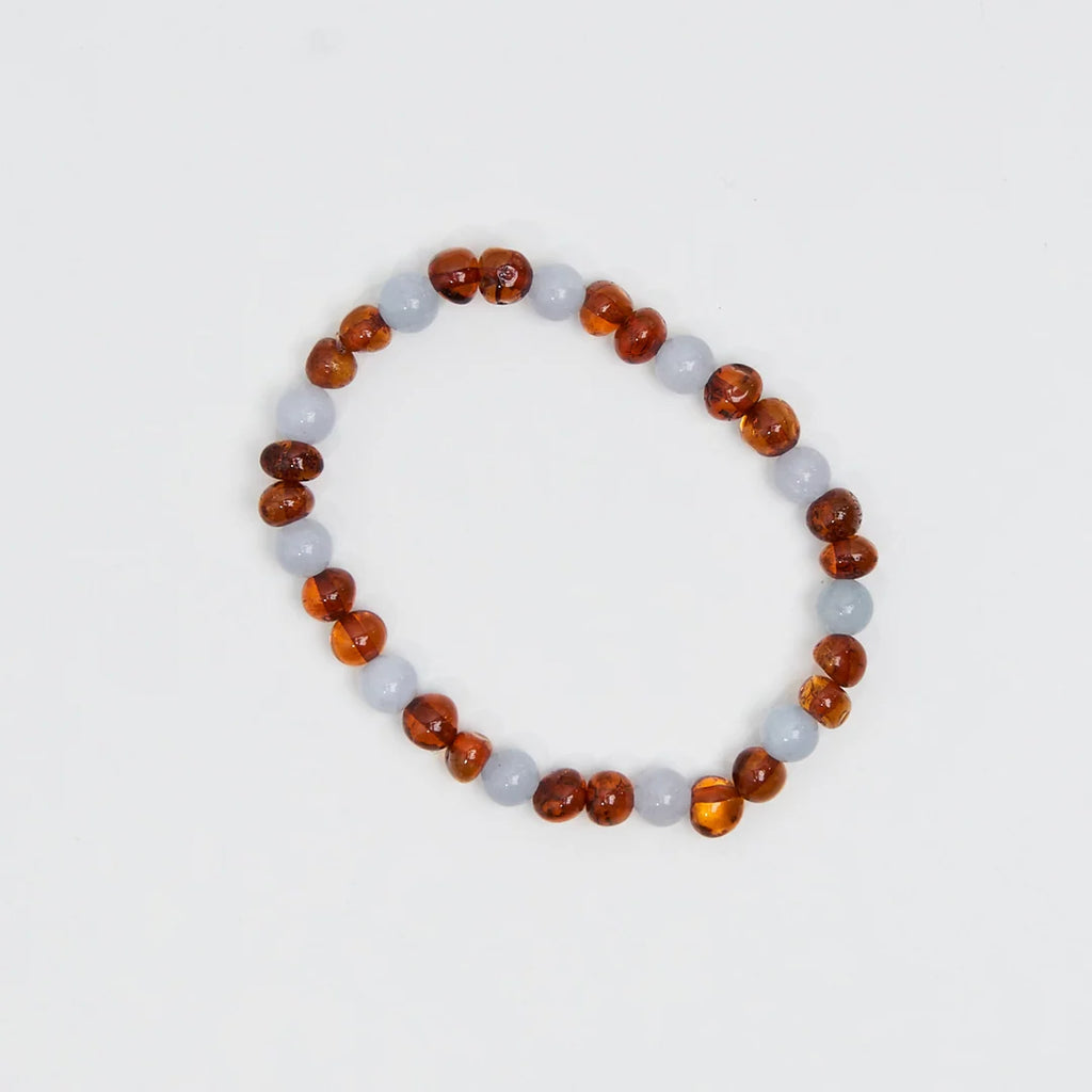 Regn Bracelet – Bracelet pour femme en ambre caramel et aigue-marine bleue – Nirrimis
