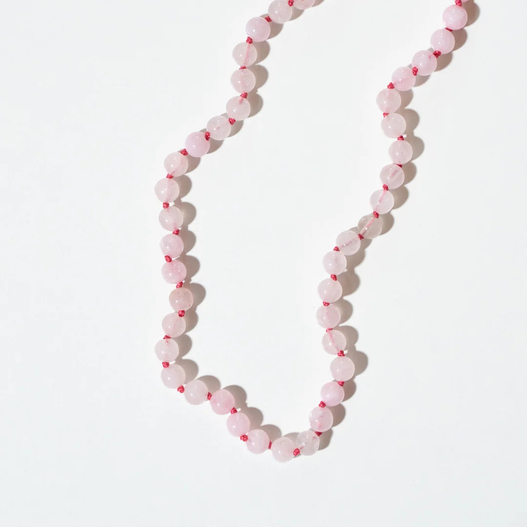 Rose Quartz Adult Necklace – Damenhalskette aus natürlichem Rosenquarz – Verschluss aus 925er Sterlingsilber – Nirrimis
