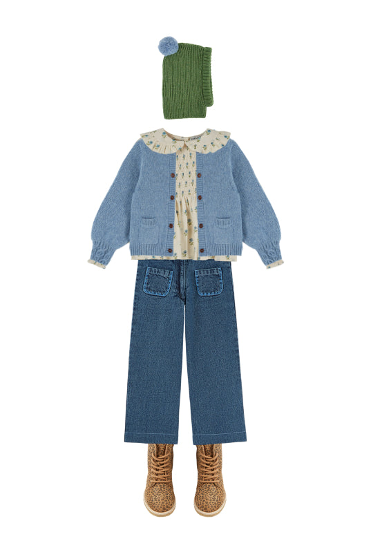 Gebreid vest Cardigan Doudou - Lac - Merinowol & Mako-katoen - Emile et Ida - lifestyle - afbeelding 4
