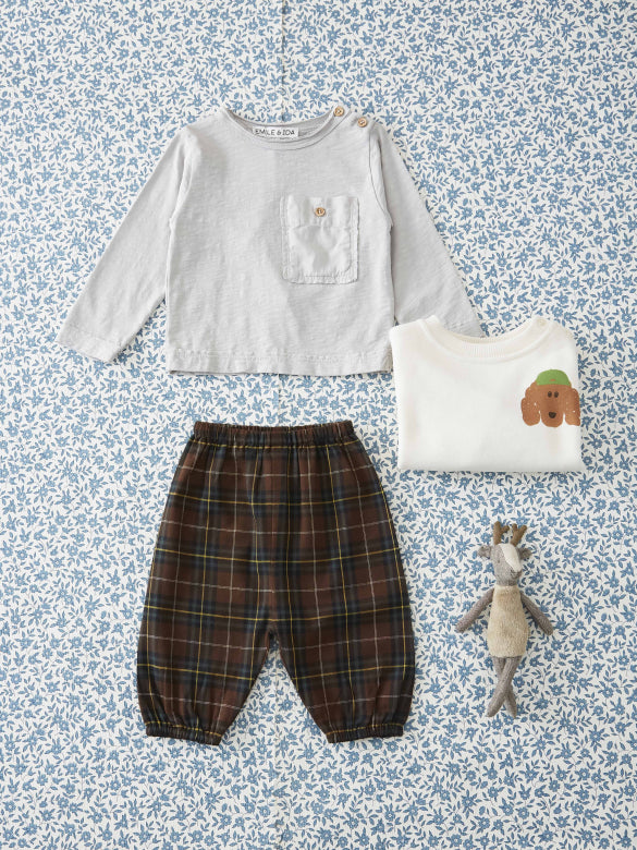 Sweater met hondenprint – Ecru Pistache – Biologisch katoen - Sweatshirt Bicolore - Emile et Ida