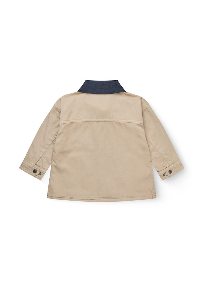 Twill jacket with corduroy collar - 100% cotton - Beige - Copenhagen Colors