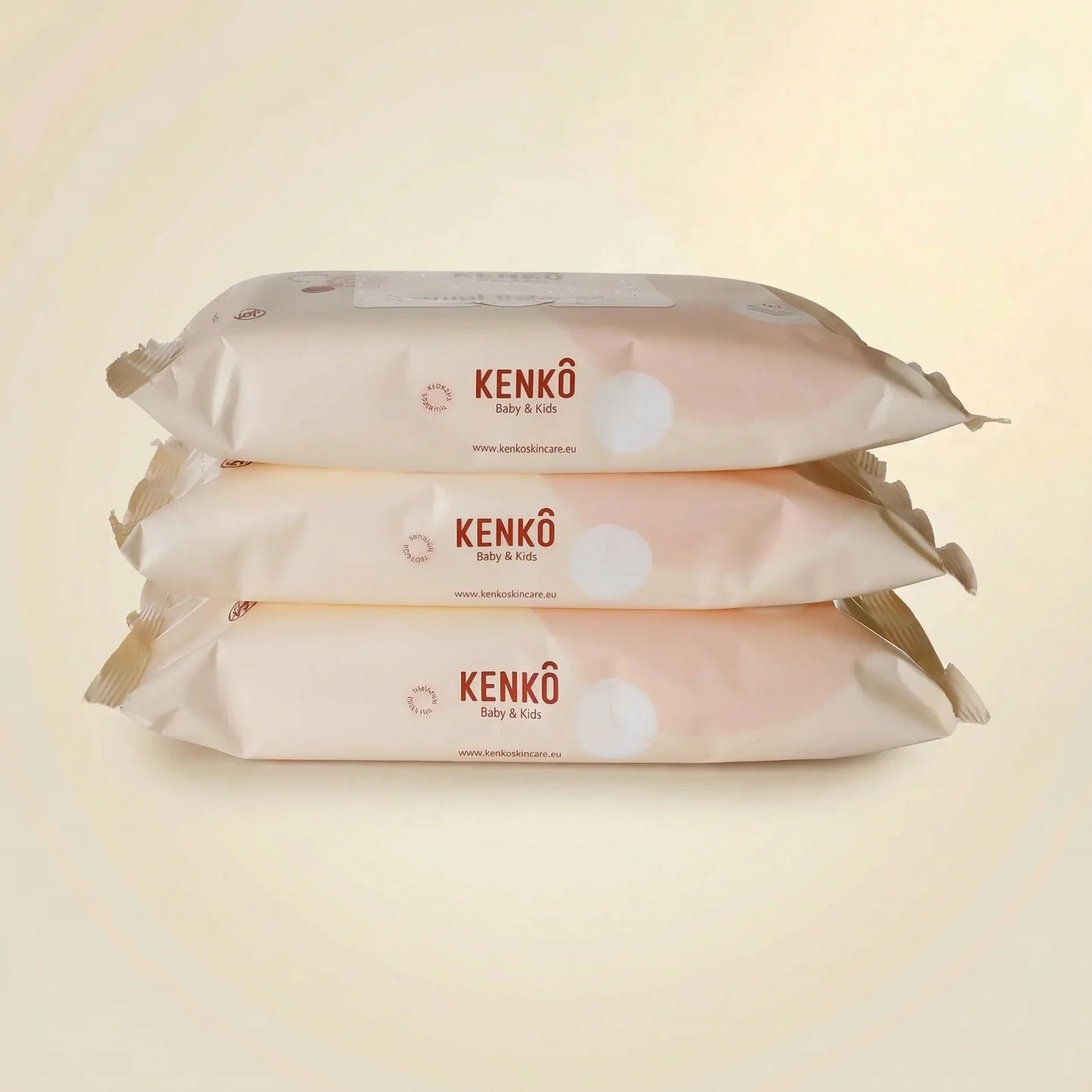 Natuurlijke Babydoekjes met luiercrème - Set van 3x 54 stuks - Kenkô - verpakking